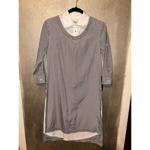 Regard by Denge Academia Studios Minimalist Faux Layered Stripes Shirt Dress
